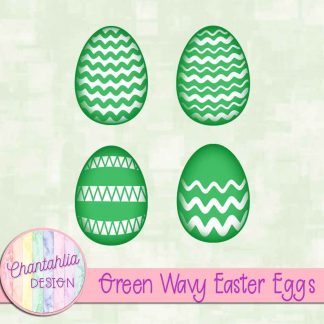 Free green wavy Easter eggs