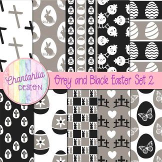 Free grey and black Easter digital papers
