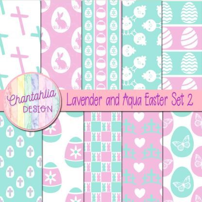 Free lavender and aqua Easter digital papers