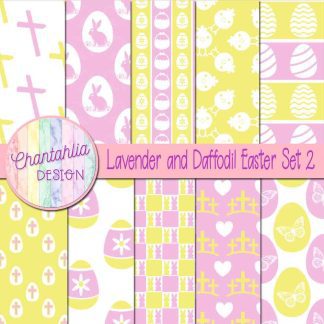 Free lavender and daffodil Easter digital papers