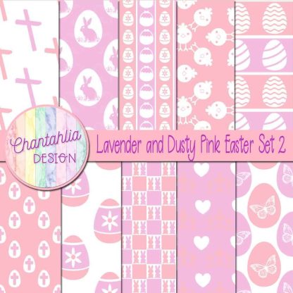 Free lavender and dusty pink Easter digital papers