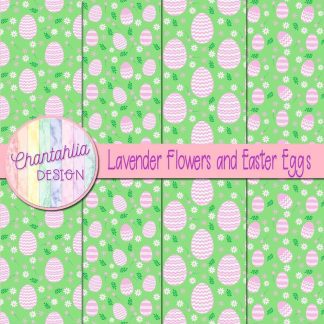 Free lavender flowers and Easter eggs digital papers