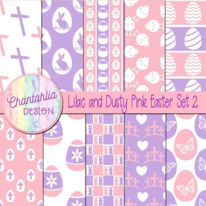 Free lilac and dusty pink Easter digital papers