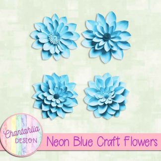 Free neon blue craft flowers