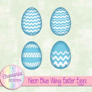 Free neon blue wavy Easter eggs