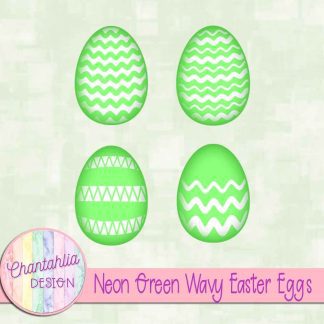 Free neon green wavy Easter eggs