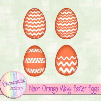 Free neon orange wavy Easter eggs