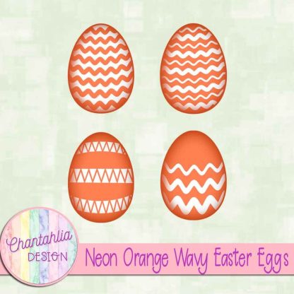 Free neon orange wavy Easter eggs