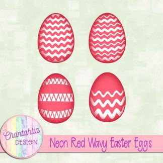 Free neon red wavy Easter eggs