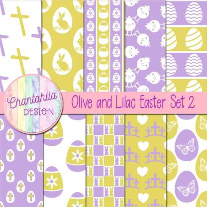 Free olive and lilac Easter digital papers