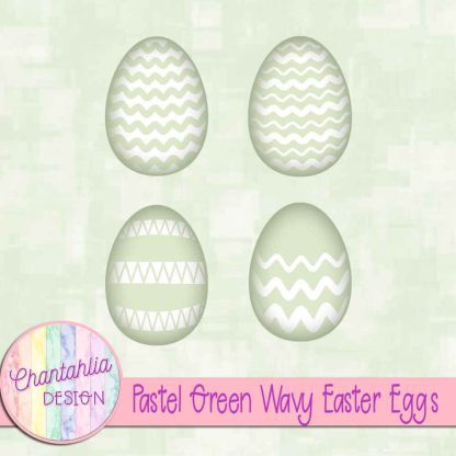 Free pastel green wavy Easter eggs