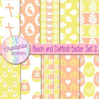Free peach and daffodil Easter digital papers
