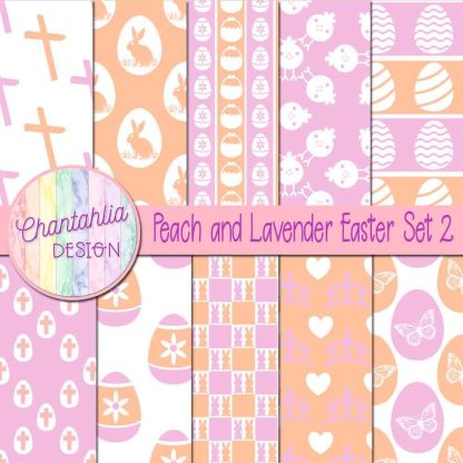 Free peach and lavender Easter digital papers