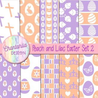 Free peach and lilac Easter digital papers