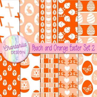 Free peach and orange Easter digital papers