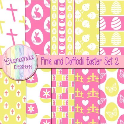 Free pink and daffodil Easter digital papers