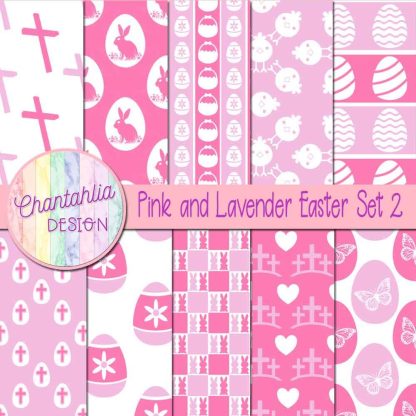 Free pink and lavender Easter digital papers