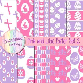Free pink and lilac Easter digital papers