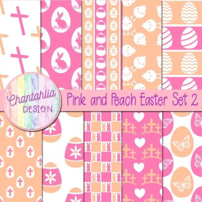 Free pink and peach Easter digital papers