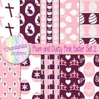 Free plum and dusty pink Easter digital papers