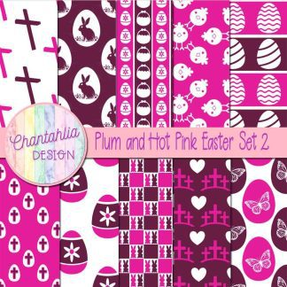 Free plum and hot pink Easter digital papers