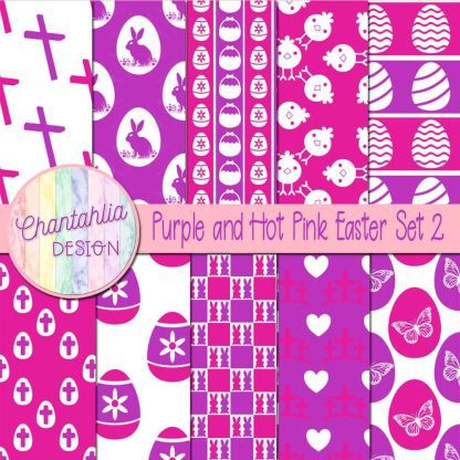 Free purple and hot pink Easter digital papers