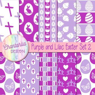 Free purple and lilac Easter digital papers