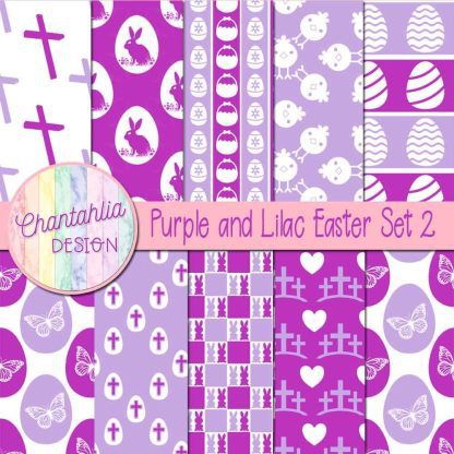 Free purple and lilac Easter digital papers