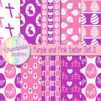 Free purple and pink Easter digital papers