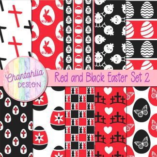 Free red and black Easter digital papers