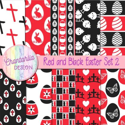 Free red and black Easter digital papers