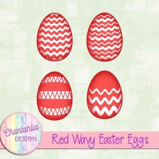 Free red wavy Easter eggs