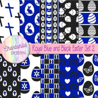 Free royal blue and black Easter digital papers
