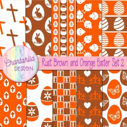 Free rust brown and orange Easter digital papers