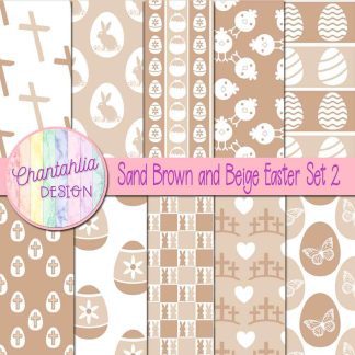 Free sand brown and beige Easter digital papers