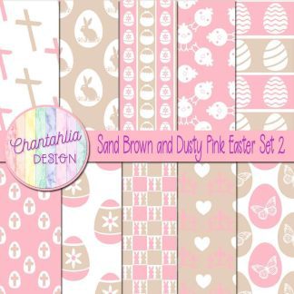 Free sand brown and dusty pink Easter digital papers