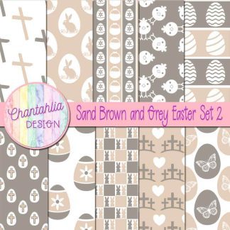 Free sand brown and grey Easter digital papers