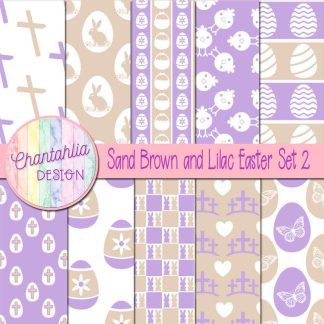 Free sand brown and lilac Easter digital papers