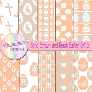 Free sand brown and peach Easter digital papers