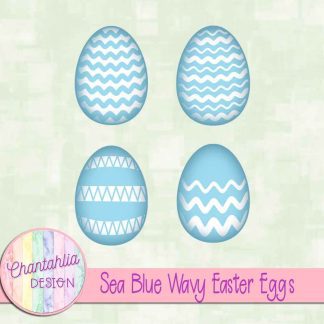 Free sea blue wavy Easter eggs