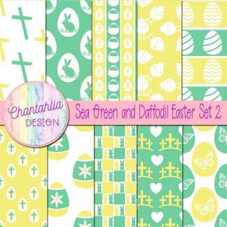 Free sea green and daffodil Easter digital papers