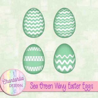 Free sea green wavy Easter eggs