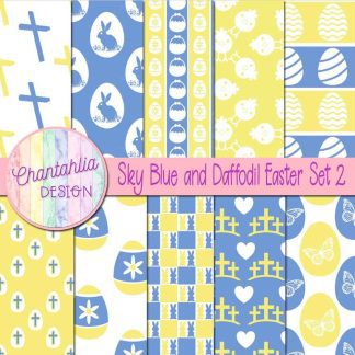 Free sky blue and daffodil Easter digital papers
