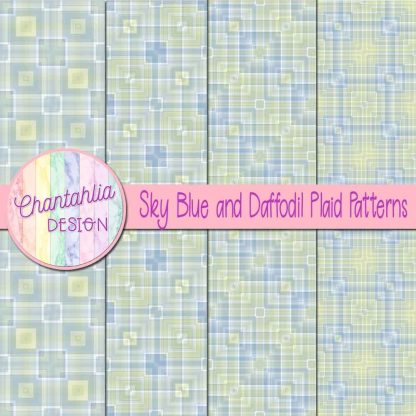 Free sky blue and daffodil plaid patterns