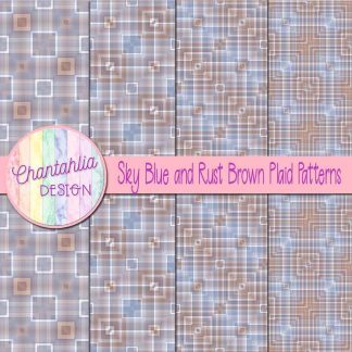 Free sky blue and rust brown plaid patterns