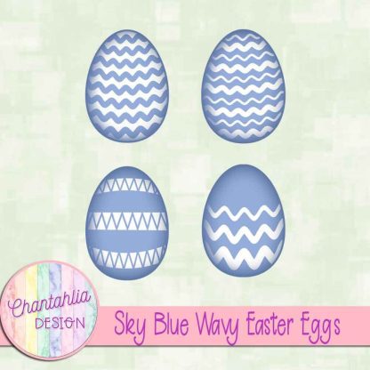 Free sky blue wavy Easter eggs