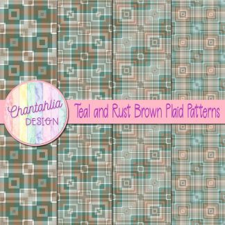 Free teal and rust brown plaid patterns