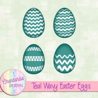 Free teal wavy Easter eggs
