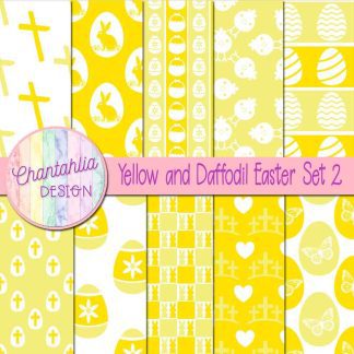 Free yellow and daffodil Easter digital papers