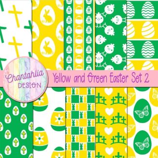 Free yellow and green Easter digital papers